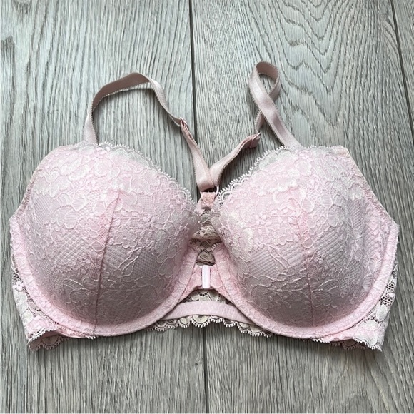 Victoria’s Secret Dream Angels Racer Back Demi Bra Pink Lace Size 32DD - Picture 5 of 5